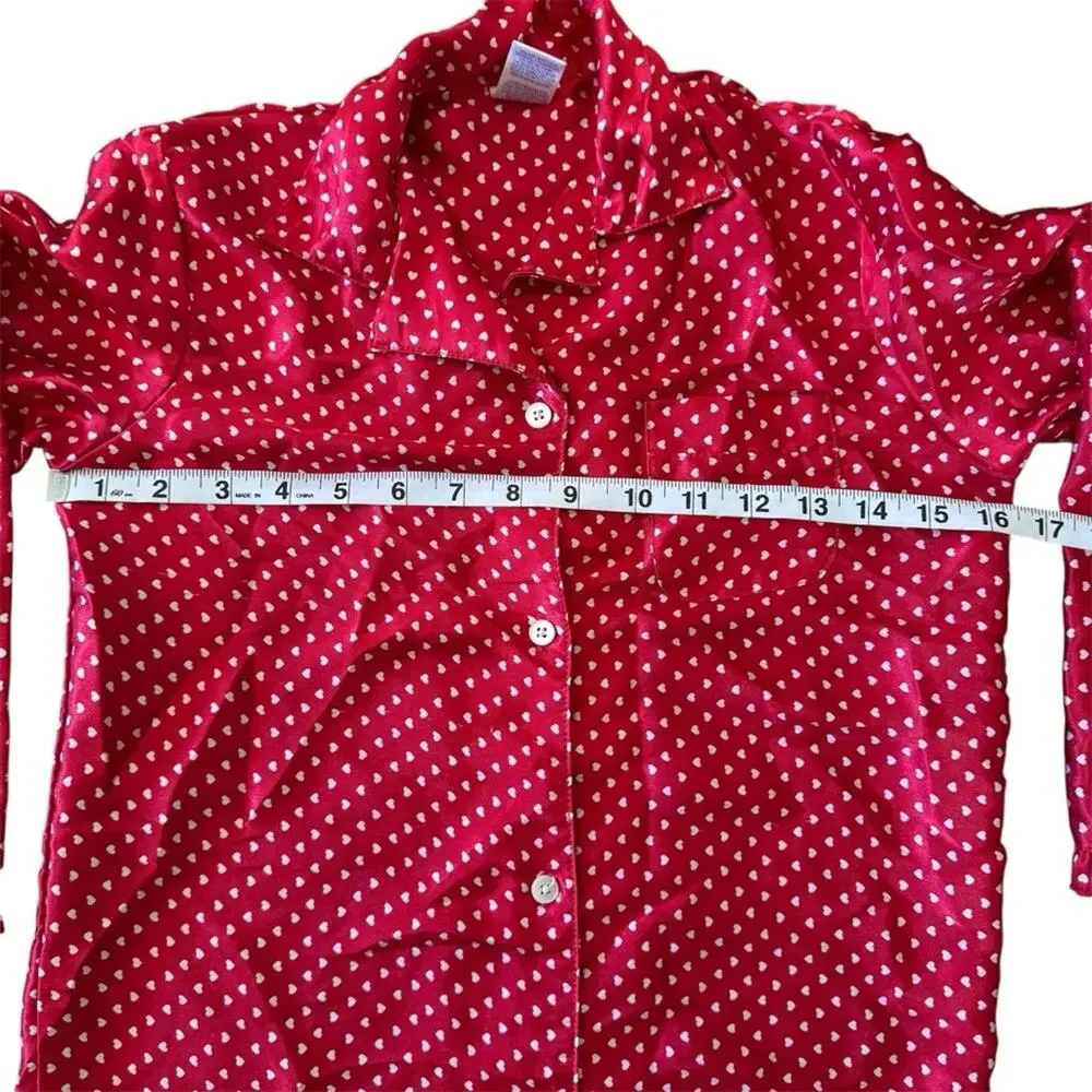 The Children’s Place Girls Red Nightgown Pajamas Long Sleeve Hearts Size M 7/8